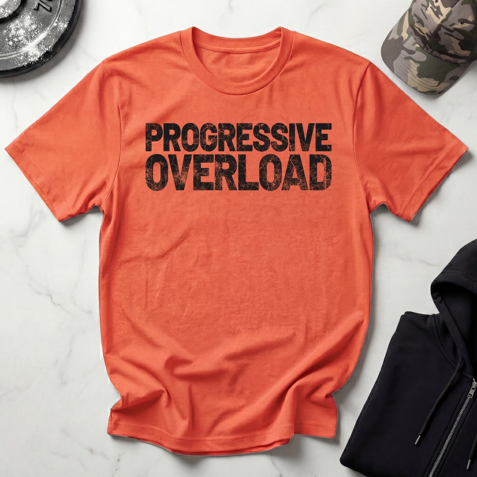 Progressive Overload Typographic Vintage Gym T-Shirt