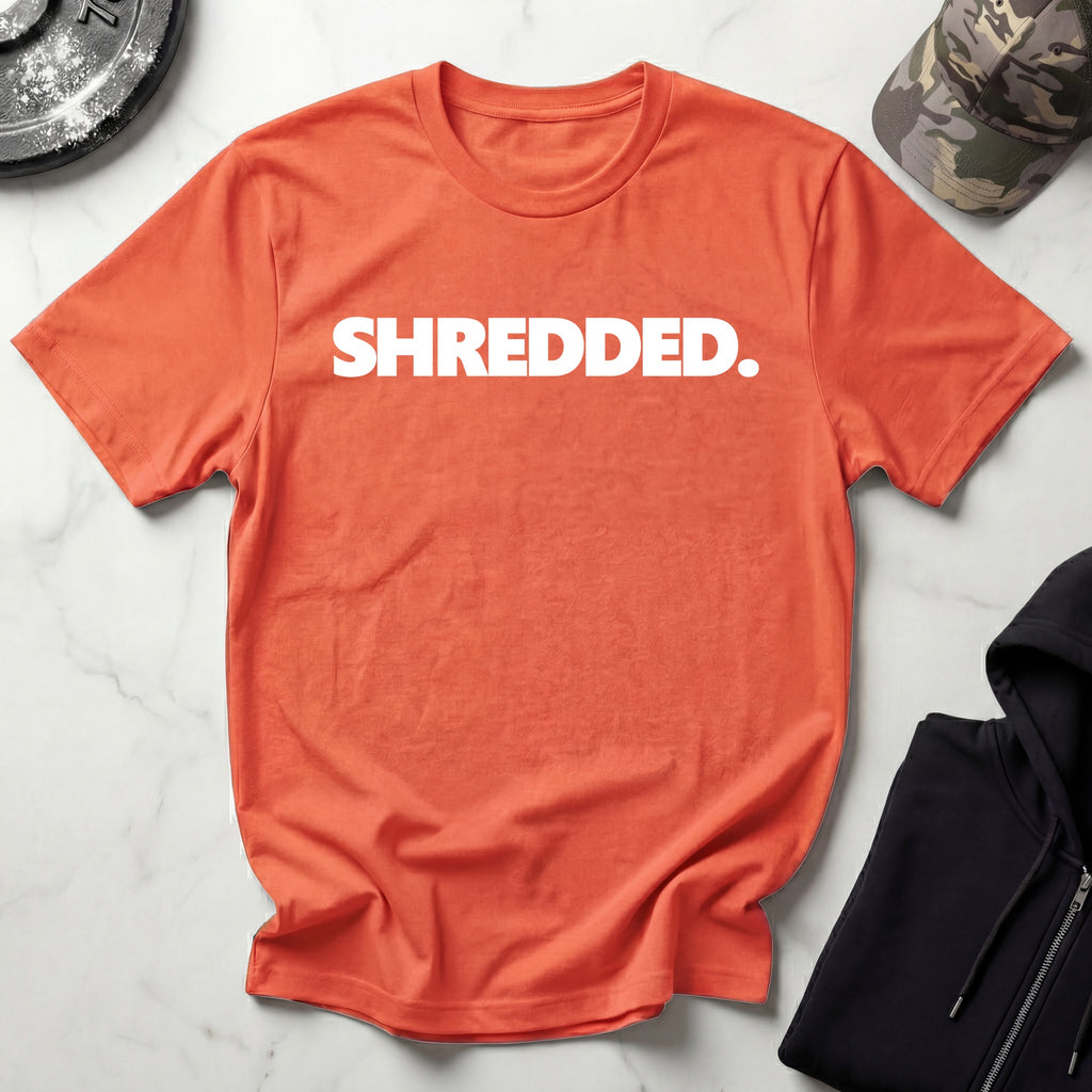 SHREDDED Typographic Bodybuilding Vintage Gym T-Shirt