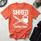 Shred Cutting Time Knife Kettlebell Graphic Vintage Gym T-Shirt