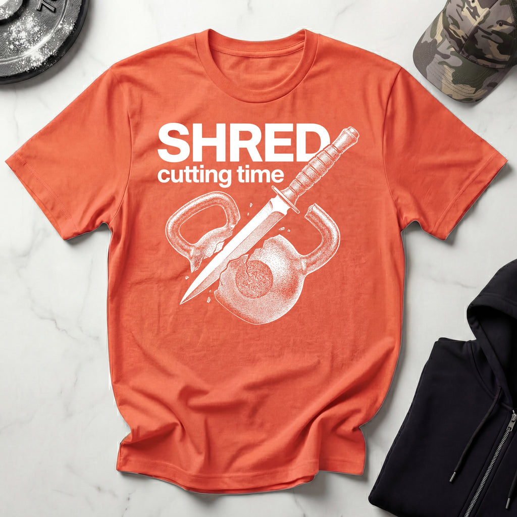 Shred Cutting Time Kettlebell Knife Graphic Vintage Gym T-Shirt