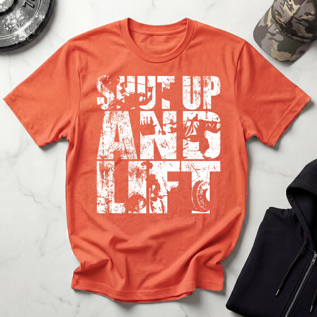 Shut Up and Lift Heavy Graphic Vintage Gym T-Shirt