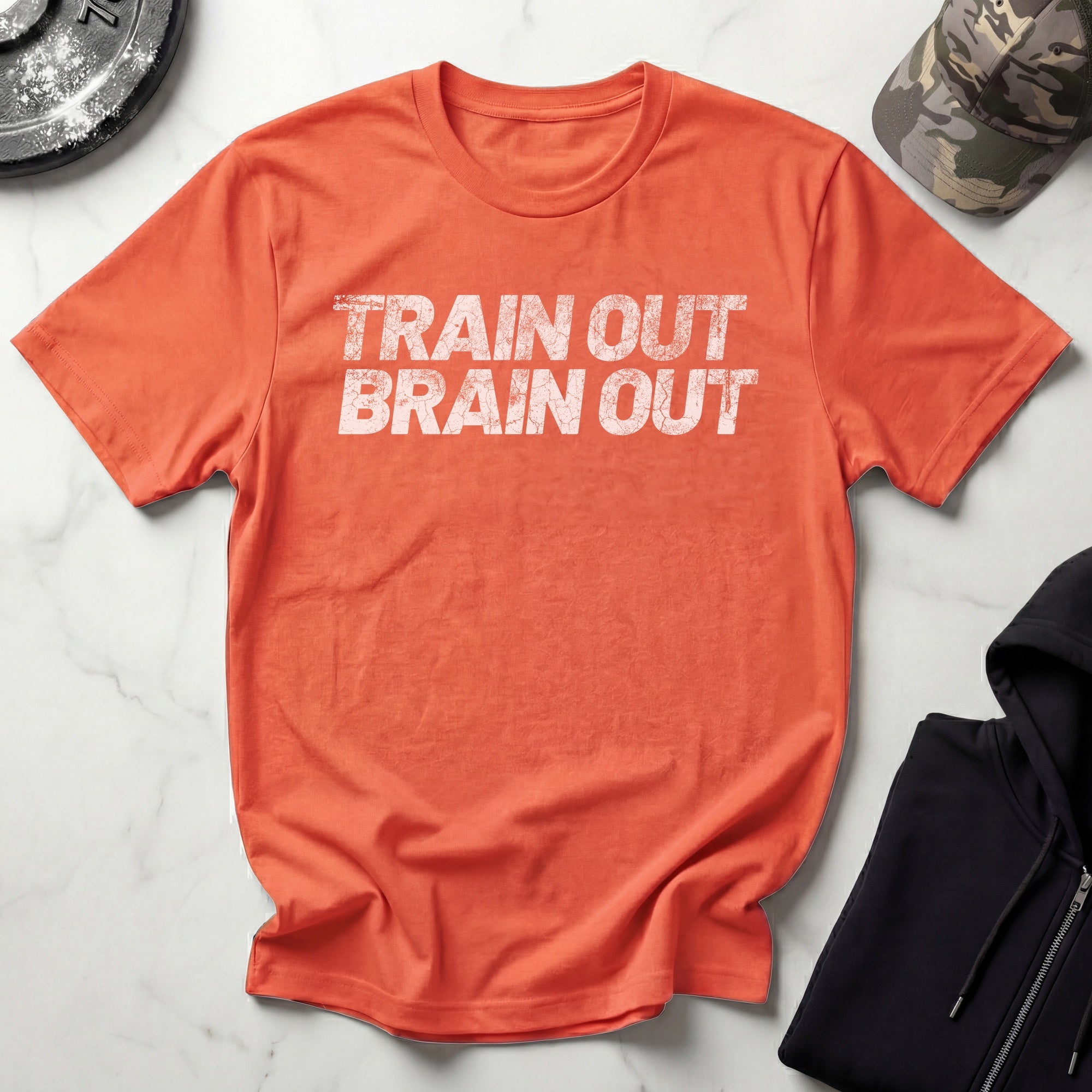 Train Out Typographic Retro Gym T-Shirt