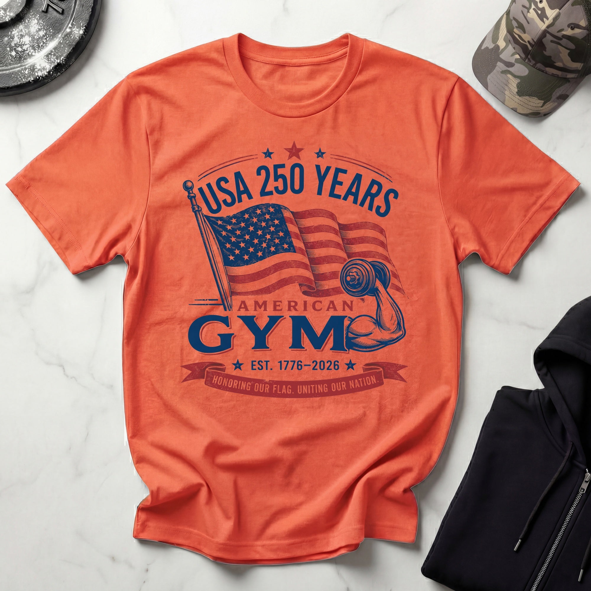 USA 250 America Gym Graphic Retro Gym T-Shirt