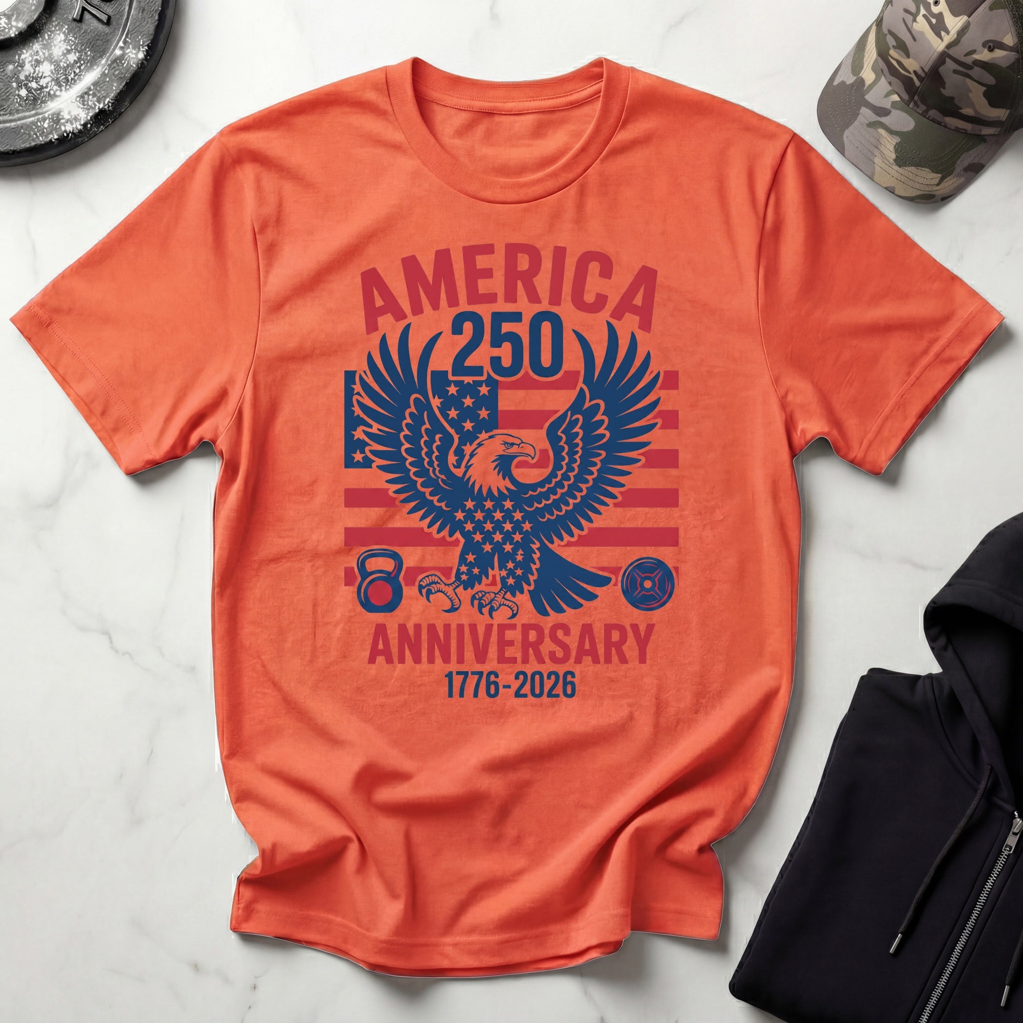 USA 250 Anniversary Gym Graphic Retro Gym T-Shirt