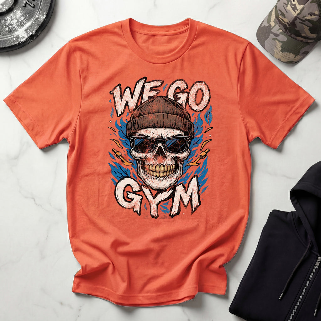 We Go Gym Skull Graphic Vintage Gym T-Shirt