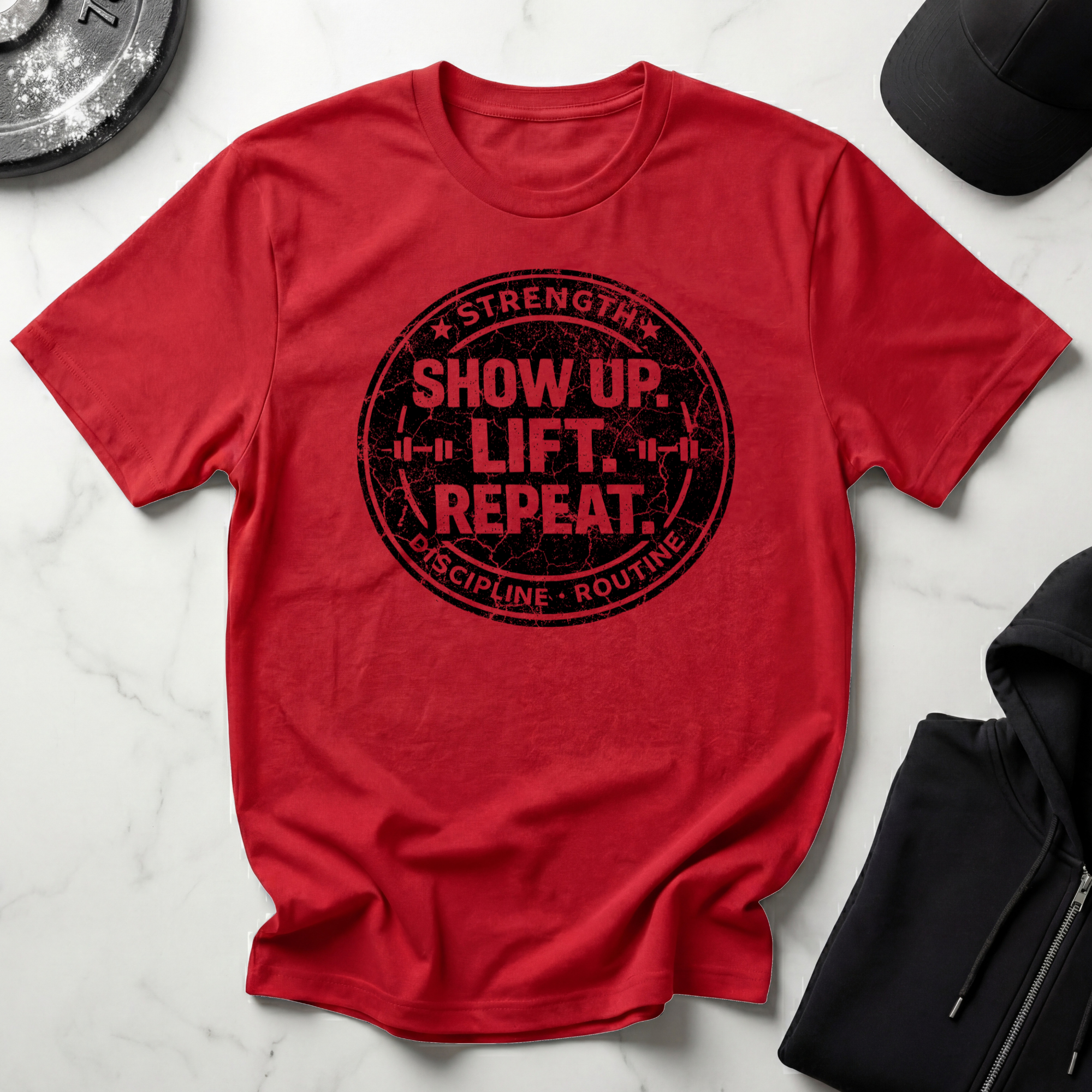 Show Up Lift Repeat Light Tee