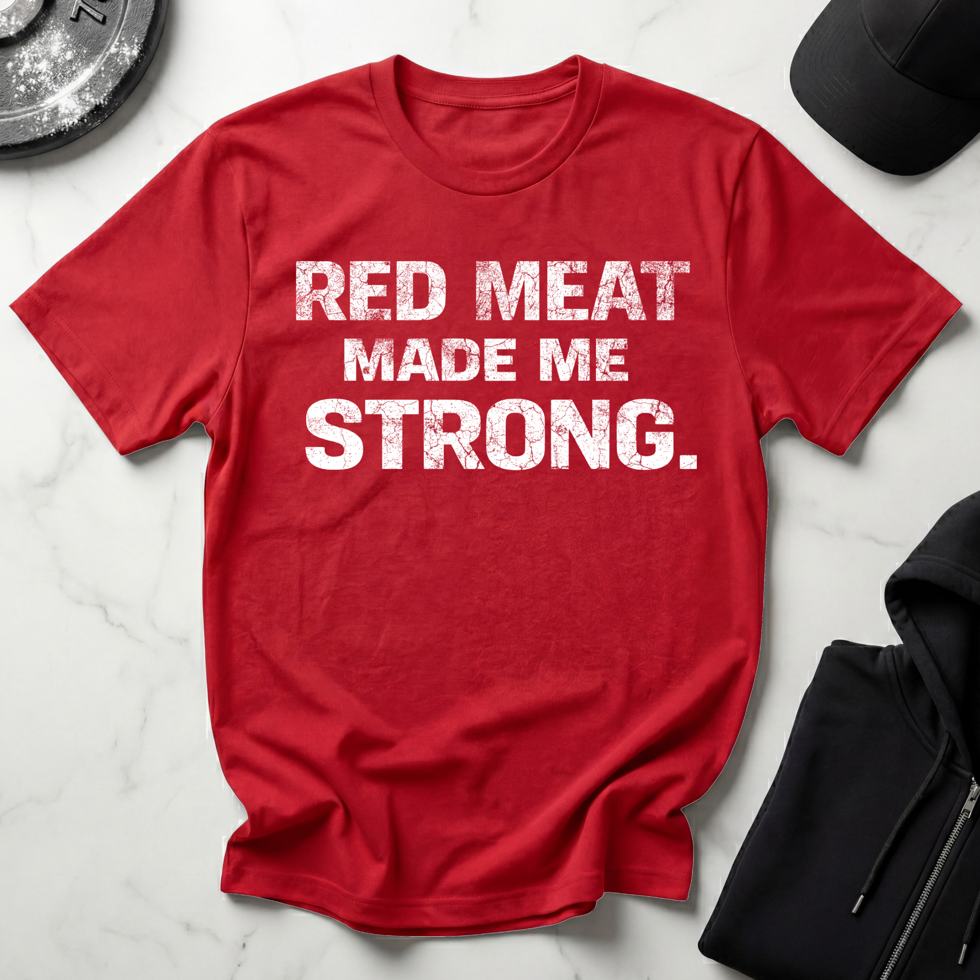 Red Meat Made Me Strong Dark Tee
