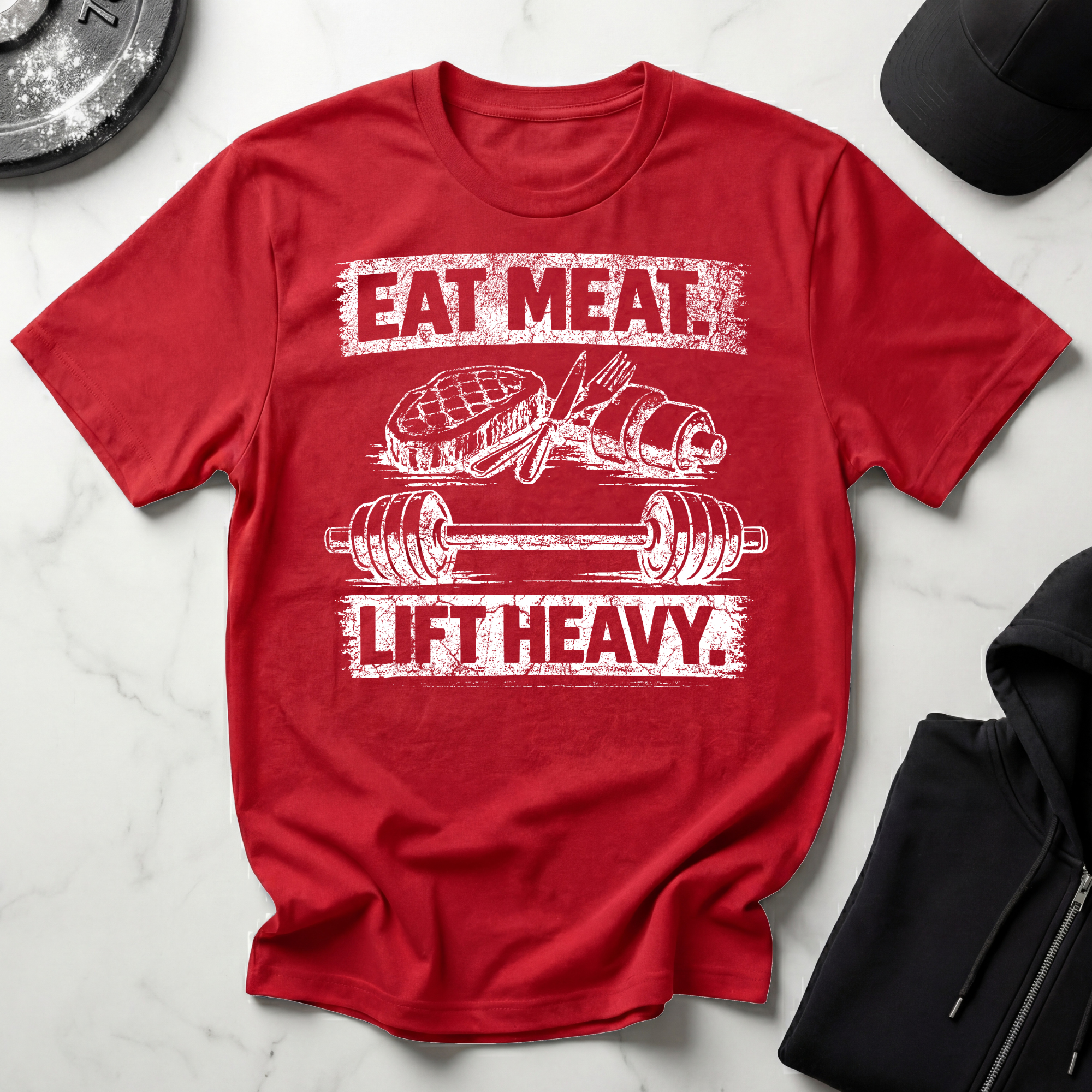 Eat Meat Lift Heavy Dark Tee
