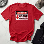 Crane Danger Sign Graphic Vintage Gym T-Shirt