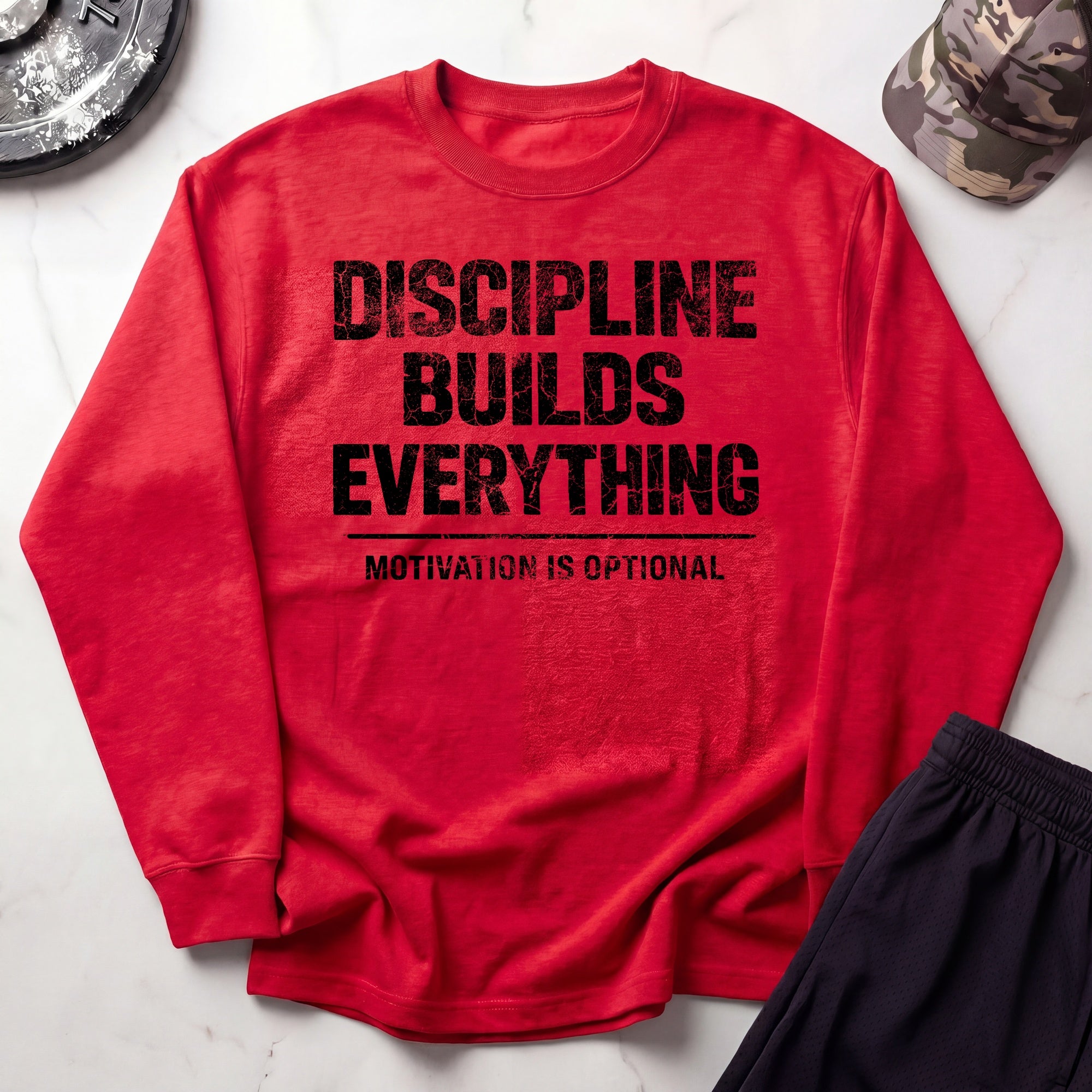 Discipline Builds Everything Cozy Retro Crewneck Gym Sweatshirt