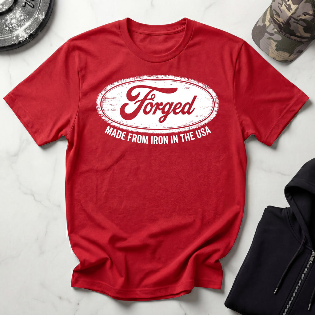 Forged In The USA Logo Vintage Graphic Gym T-Shirt