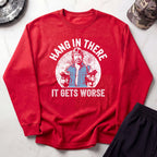 Hang In There Cozy Retro Crewneck Gym Sweatshirt