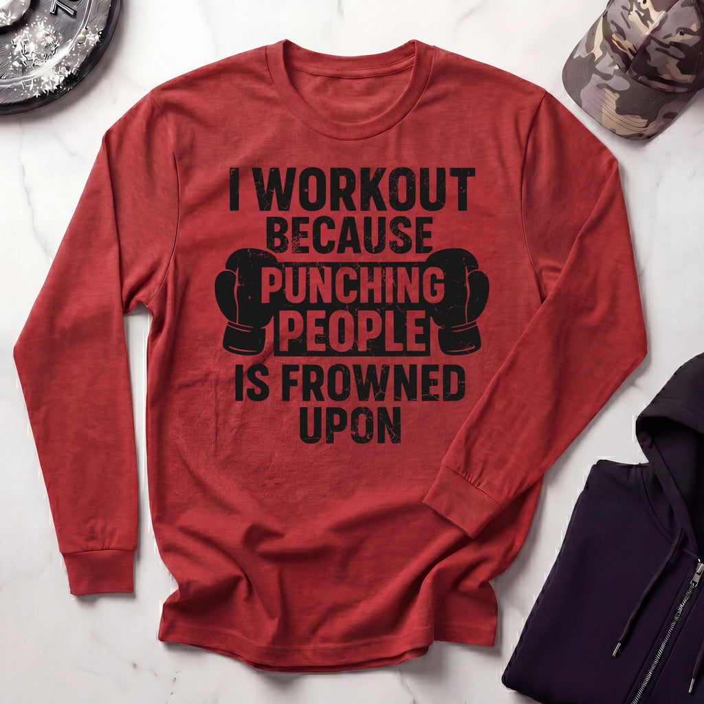 I Work Out Boxing Long Sleeve Gym Tee