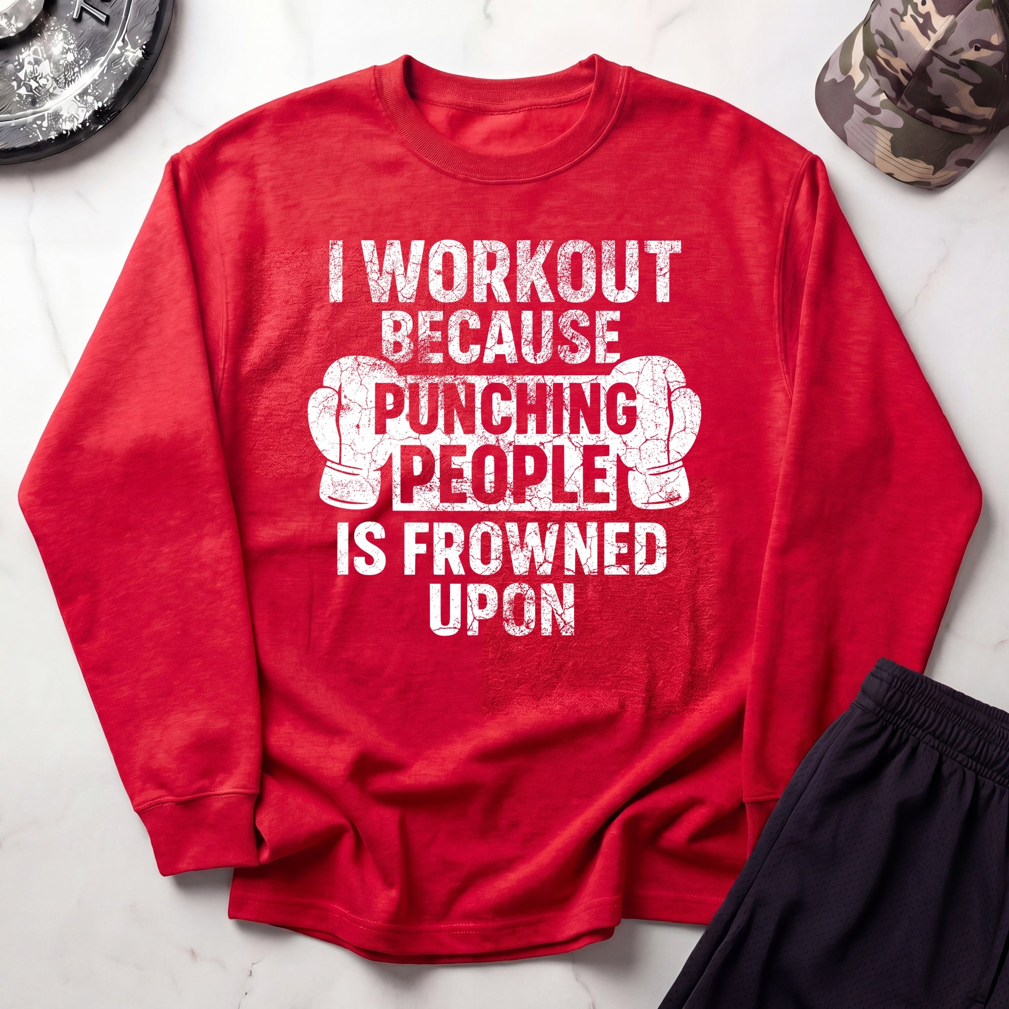 I Work Out Cozy Crewneck Gym Sweatshirt