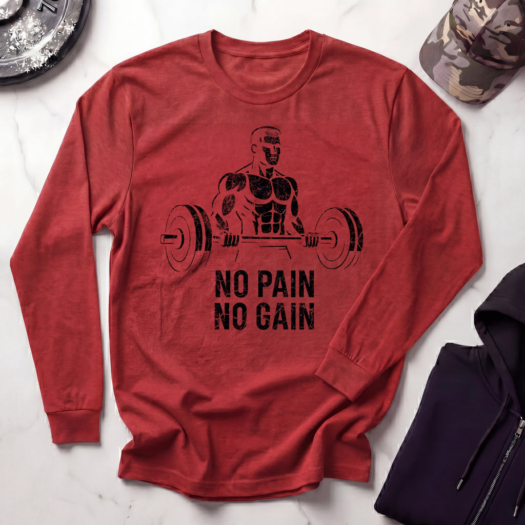 No Pain No Gain Vintage Long Sleeve Gym Tee