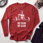 No Pain No Gain Retro Long Sleeve Gym Tee