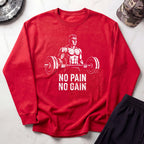 No Pain No Gain Retro Cozy Gym Crewneck Sweatshirt