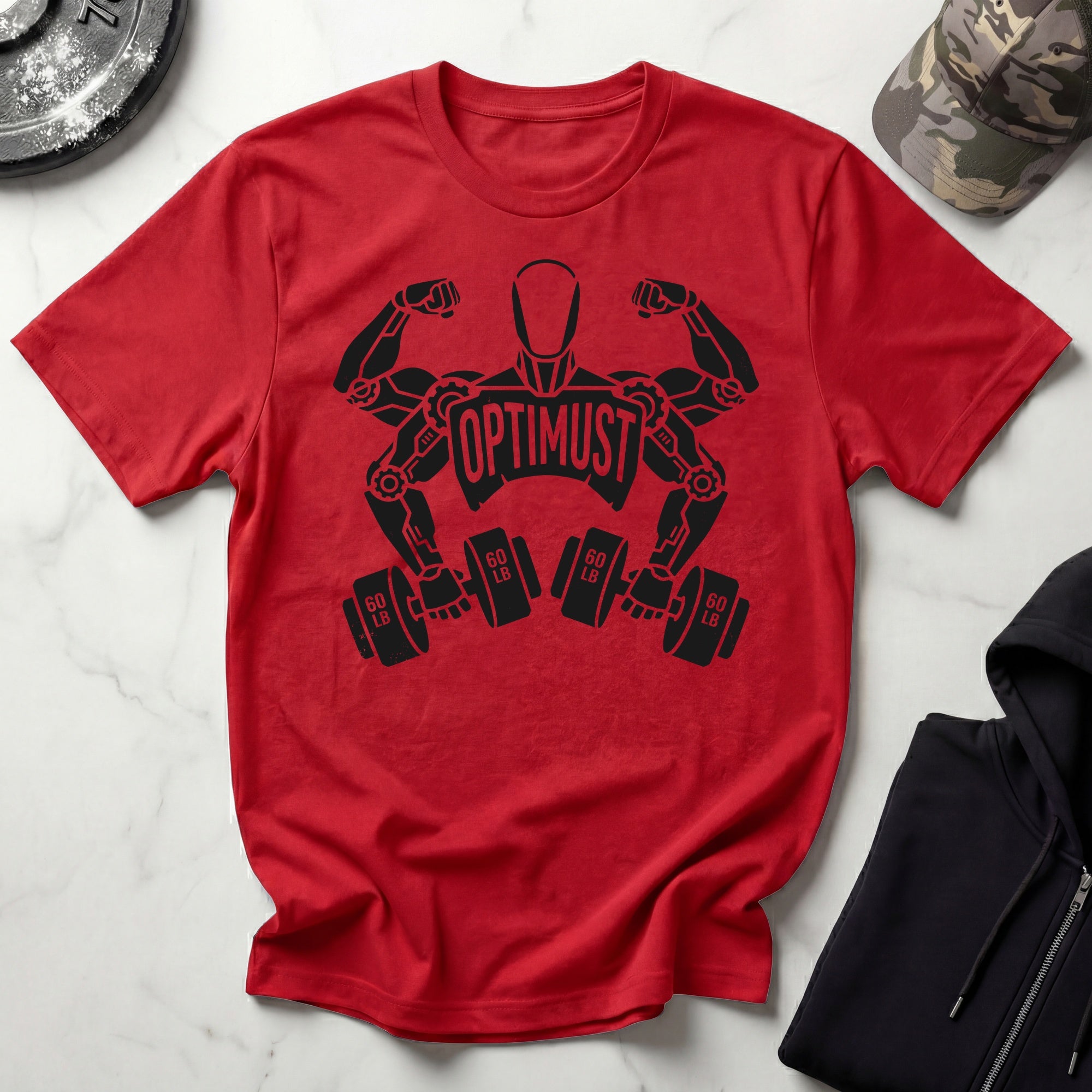 Optimust Training Data Robot Black Gym T-Shirt