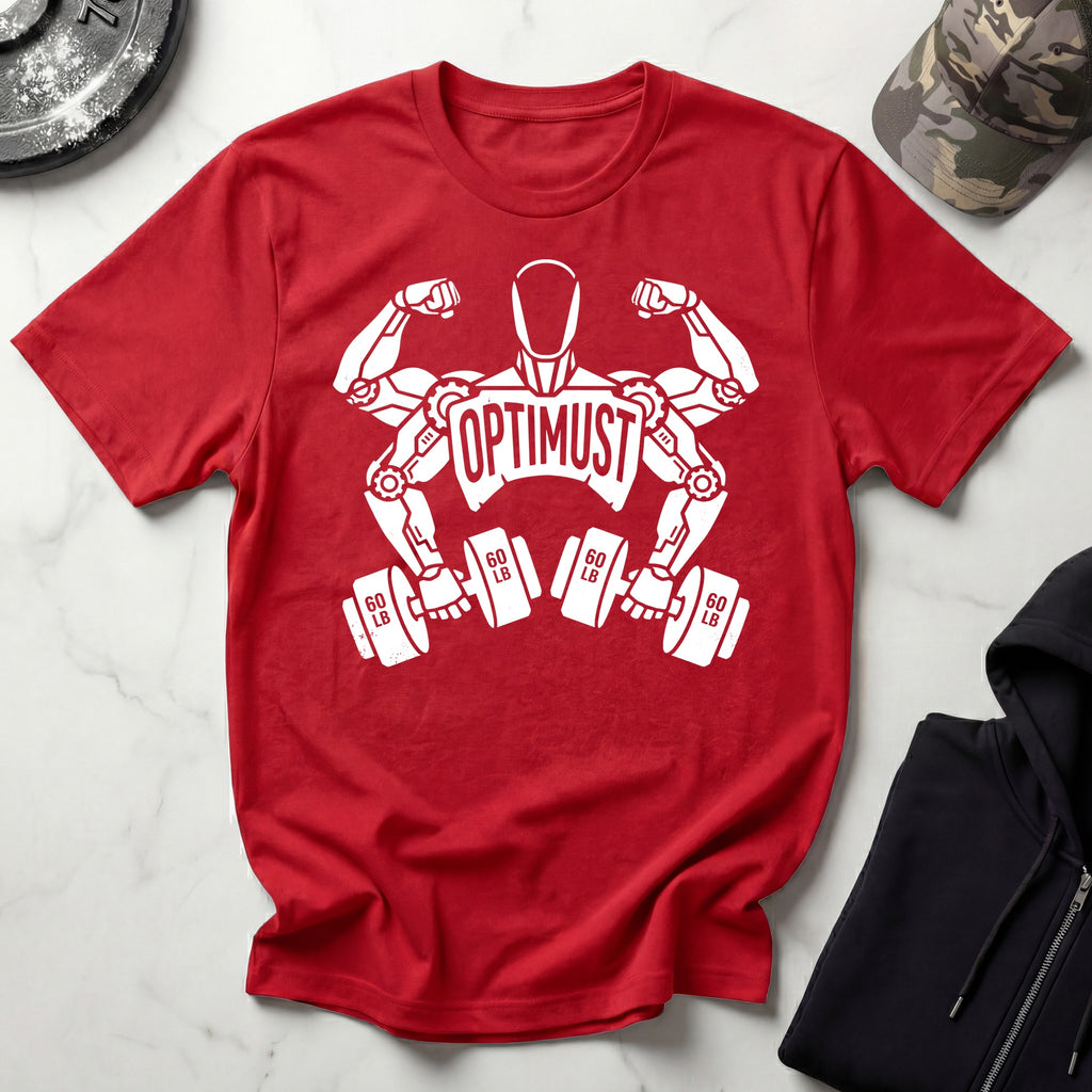 Optimust Weightlifter Robot Gym T-Shirt