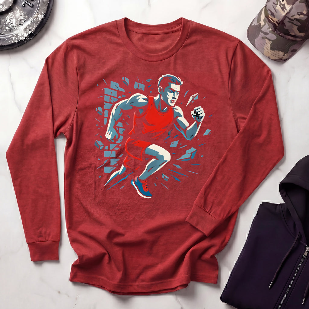 Runner Breaks Through Graphic Long Sleeve Gym Tee