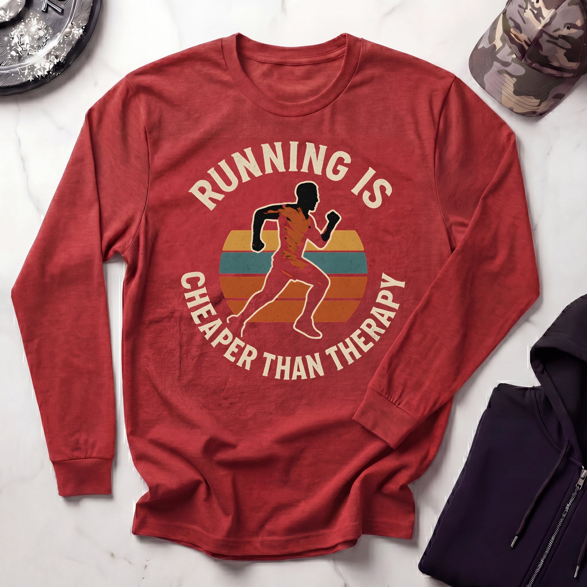 Running Therapy Vintage Long Sleeve Gym Tee