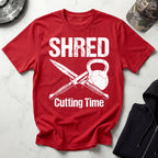 Shred Cutting Time Knife Kettlebell Graphic Vintage Gym T-Shirt