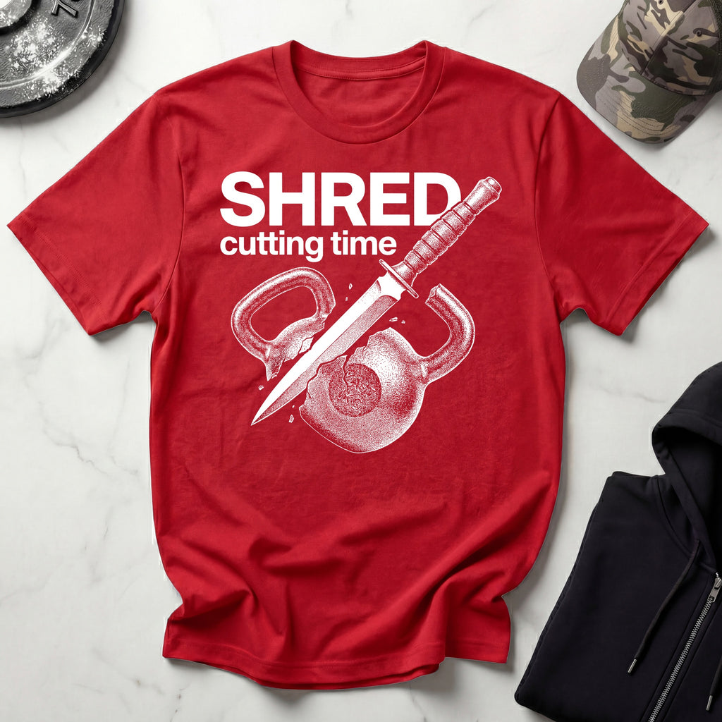 Shred Cutting Time Kettlebell Knife Graphic Vintage Gym T-Shirt