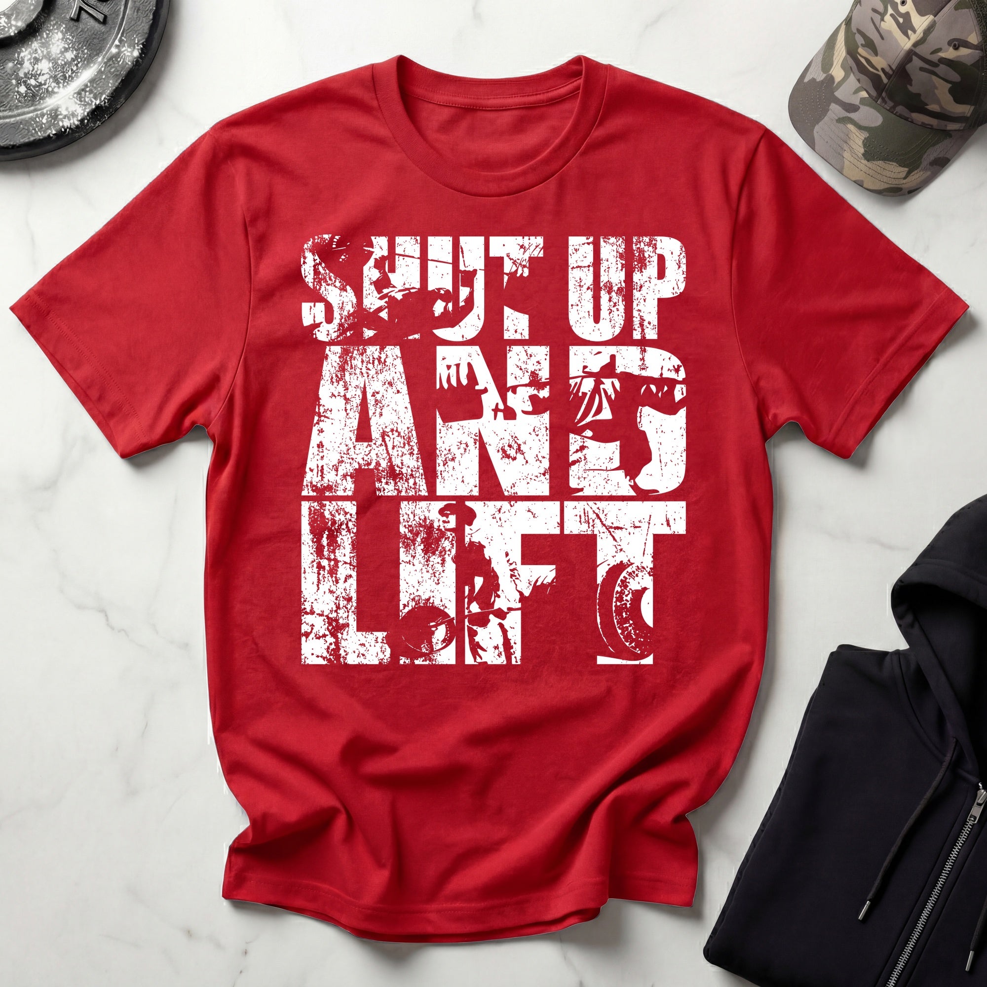 Shut Up and Lift Heavy Graphic Vintage Gym T-Shirt