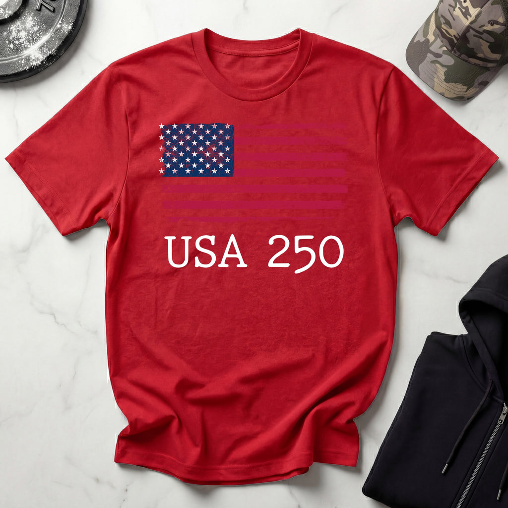 USA 250 Strength Freedom Stars Vintage Gym T-Shirt