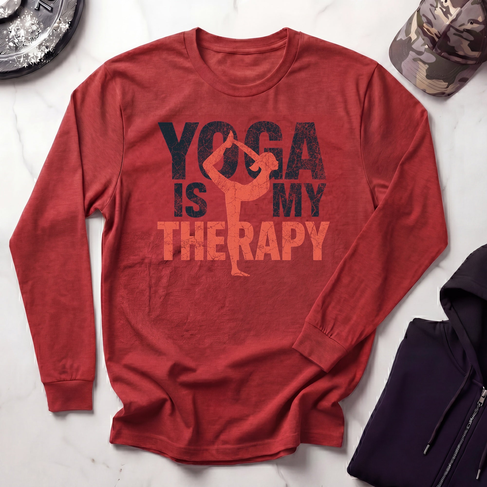 Yoga Is Therapy Vintage Long Sleeve Gym Tee