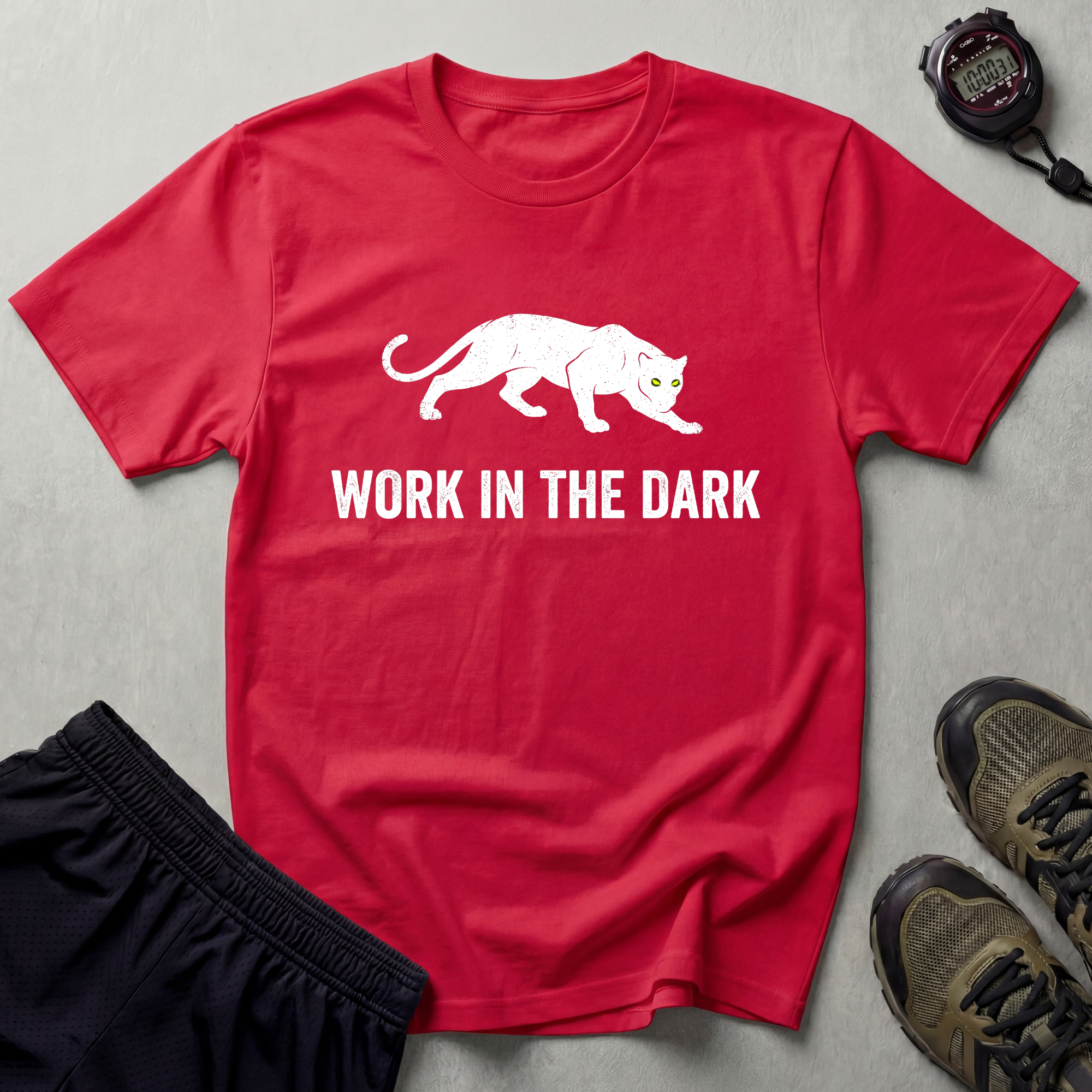 Work In The Dark White Panther Gym T-Shirt