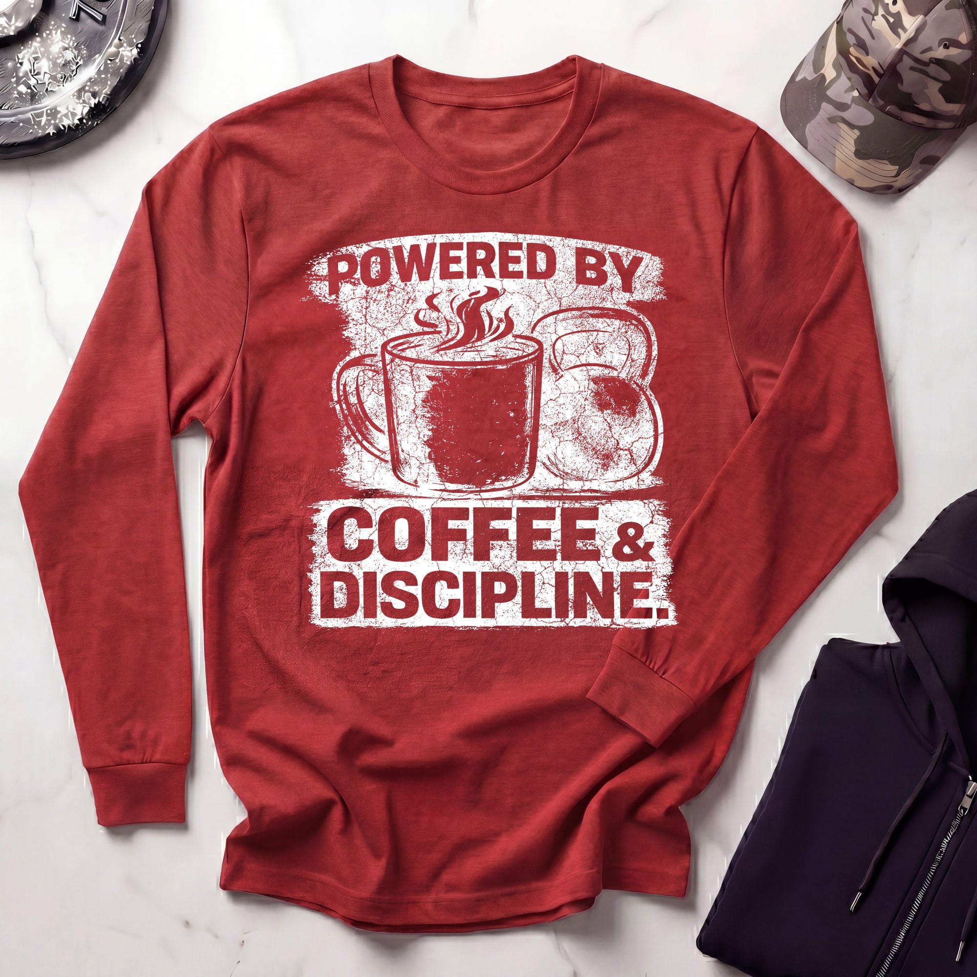 Coffee and Discipline Vintage Long Sleeve Gym Tee
