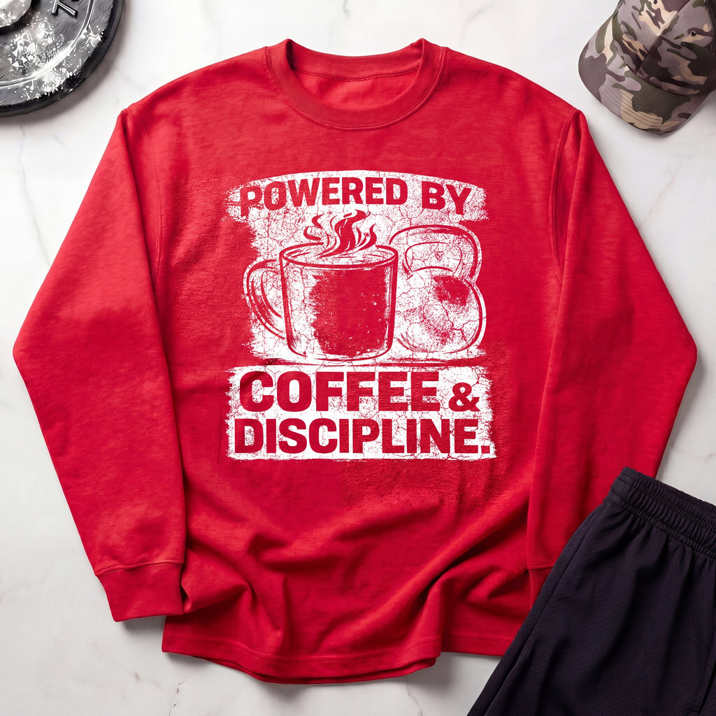 Powered By Coffee Gym Discipline Crewneck Sweatshirt