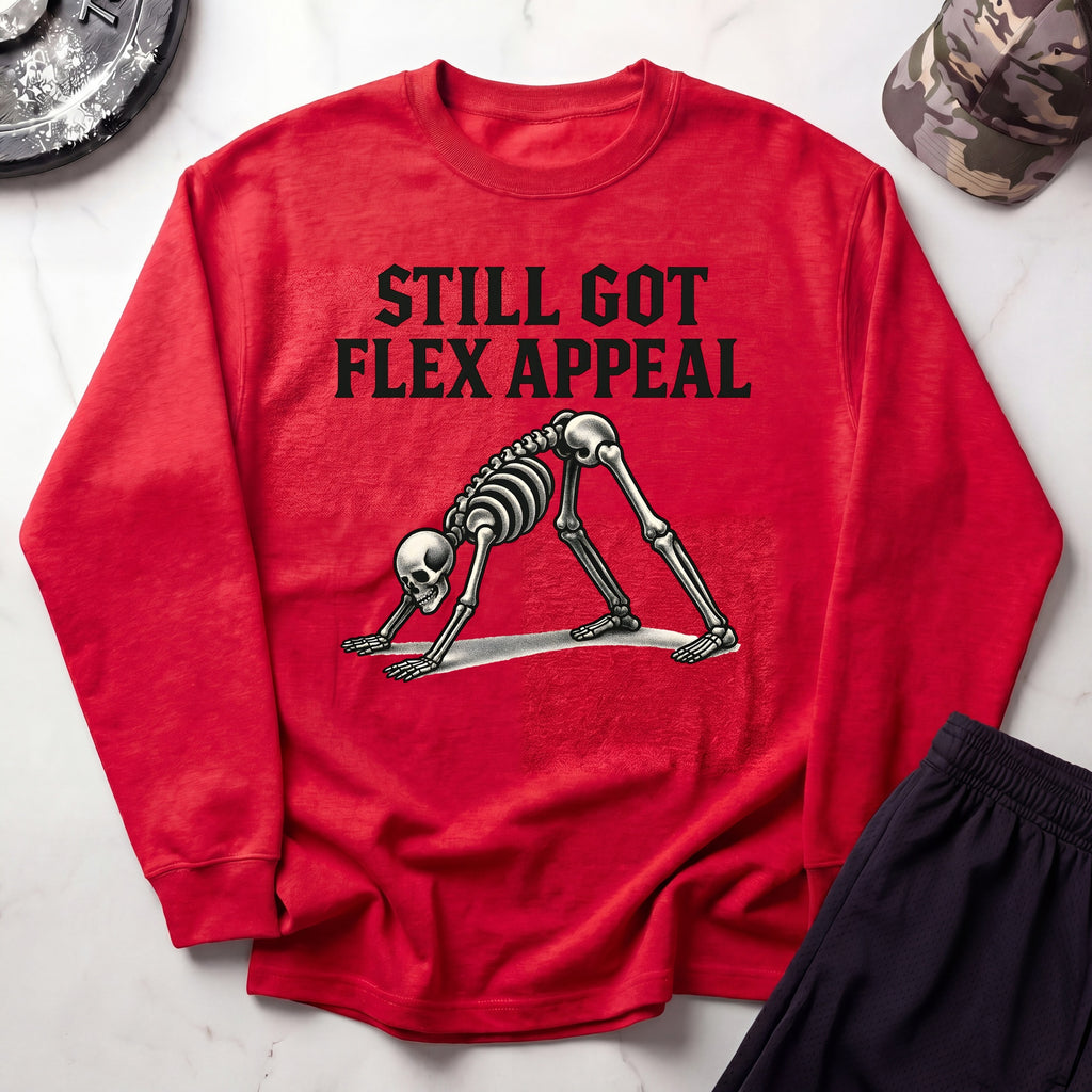 Skeletal Flex Cozy Retro Crewneck Gym Sweatshirt