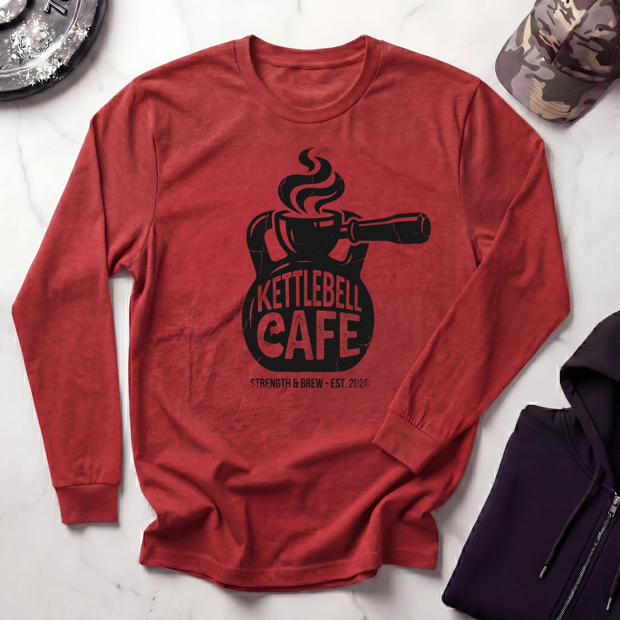 Kettlebell Cafe Vintage Long Sleeve Gym Tee