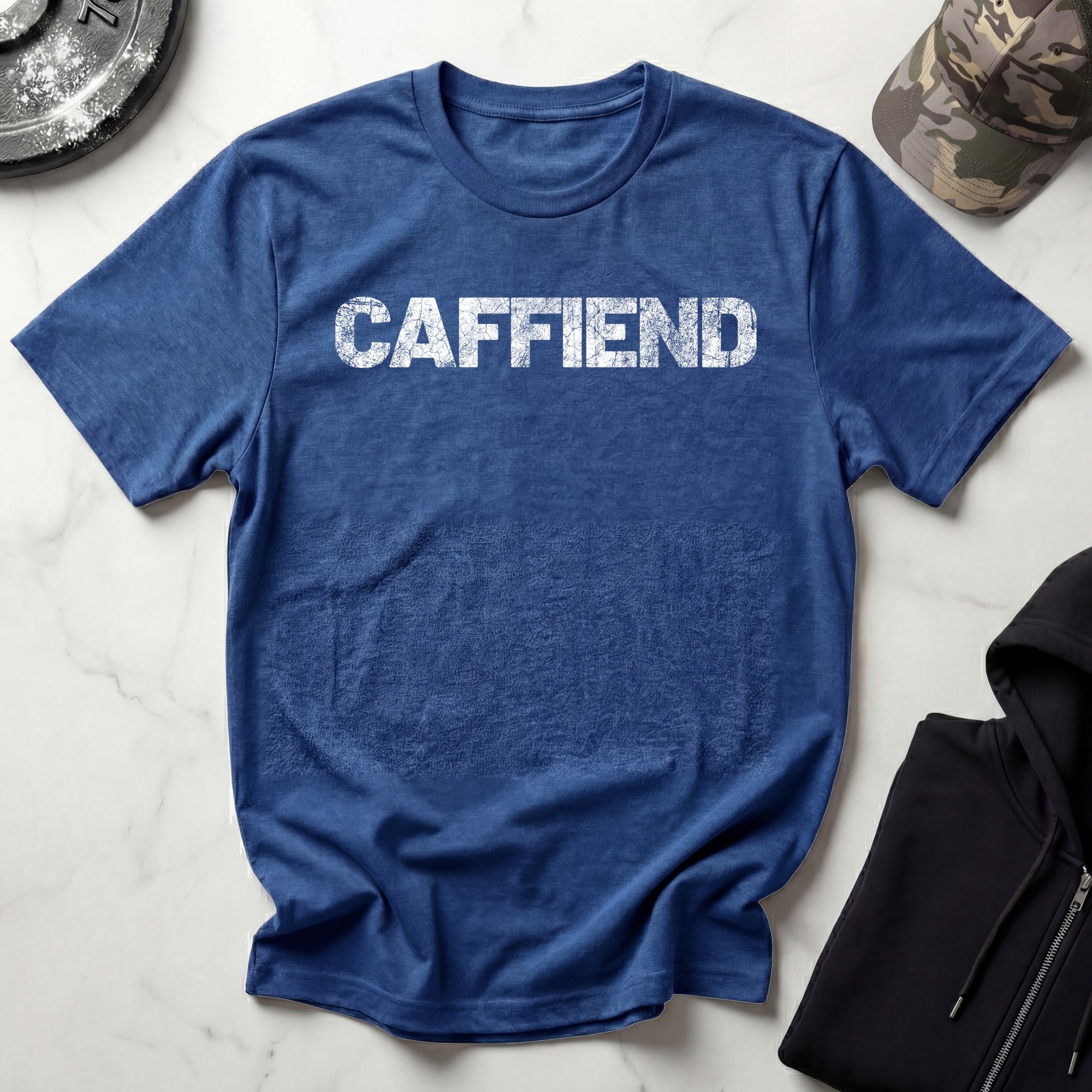 Caffiend Typographic Retro Gym T-Shirt