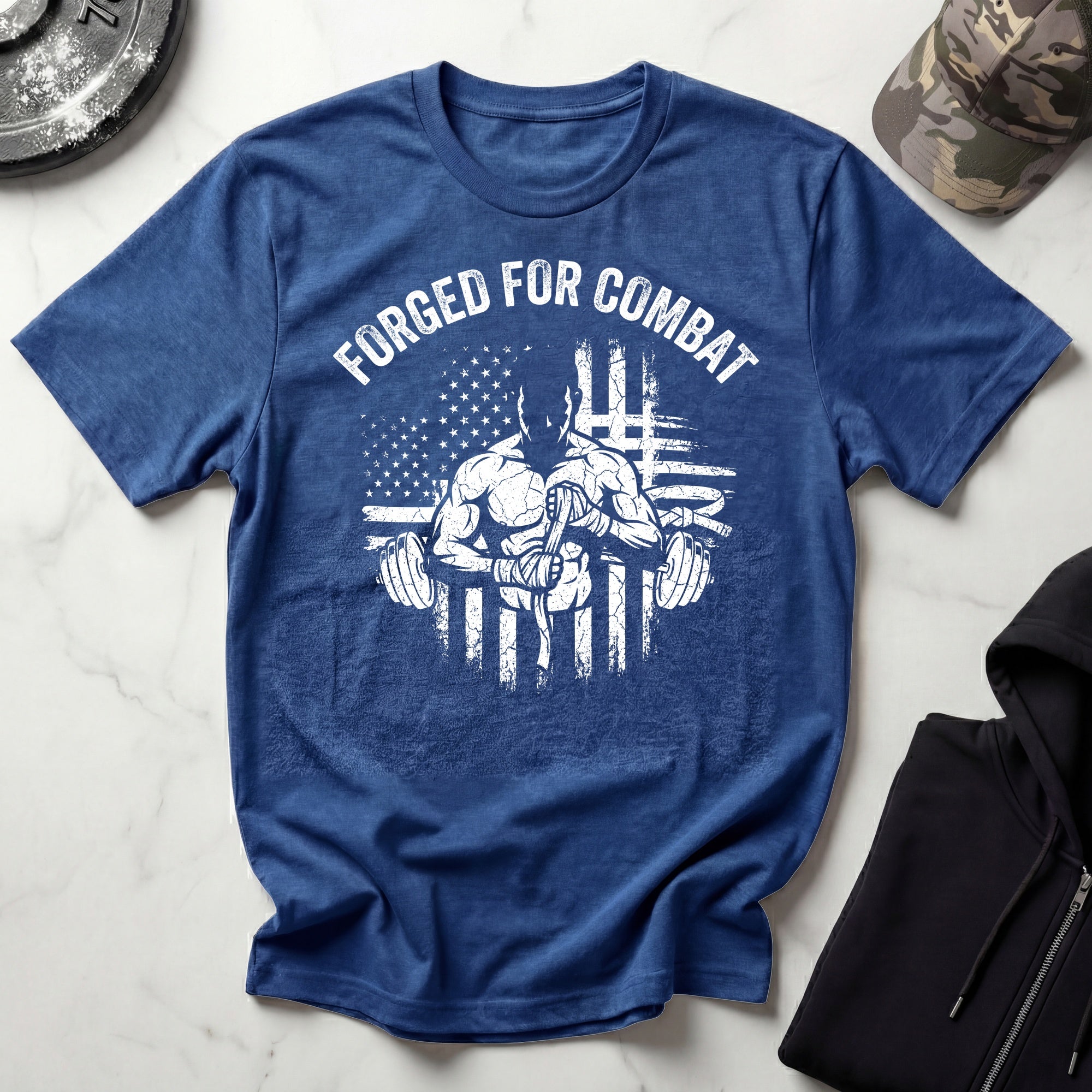 Forged for Combat Club Gym Vintage Retro Gym T-Shirt