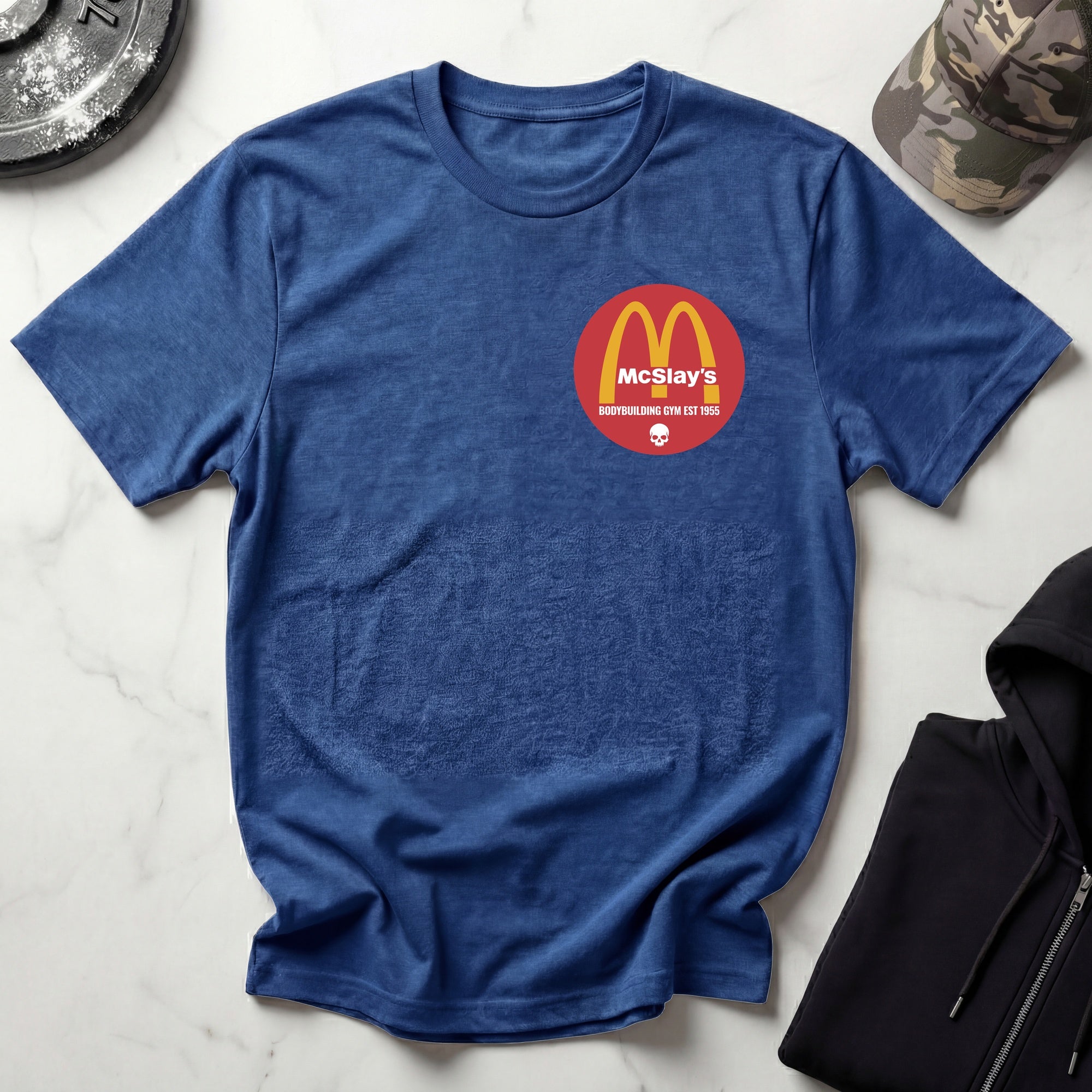 McSlays Gym Badge Graphic Vintage Gym T-Shirt