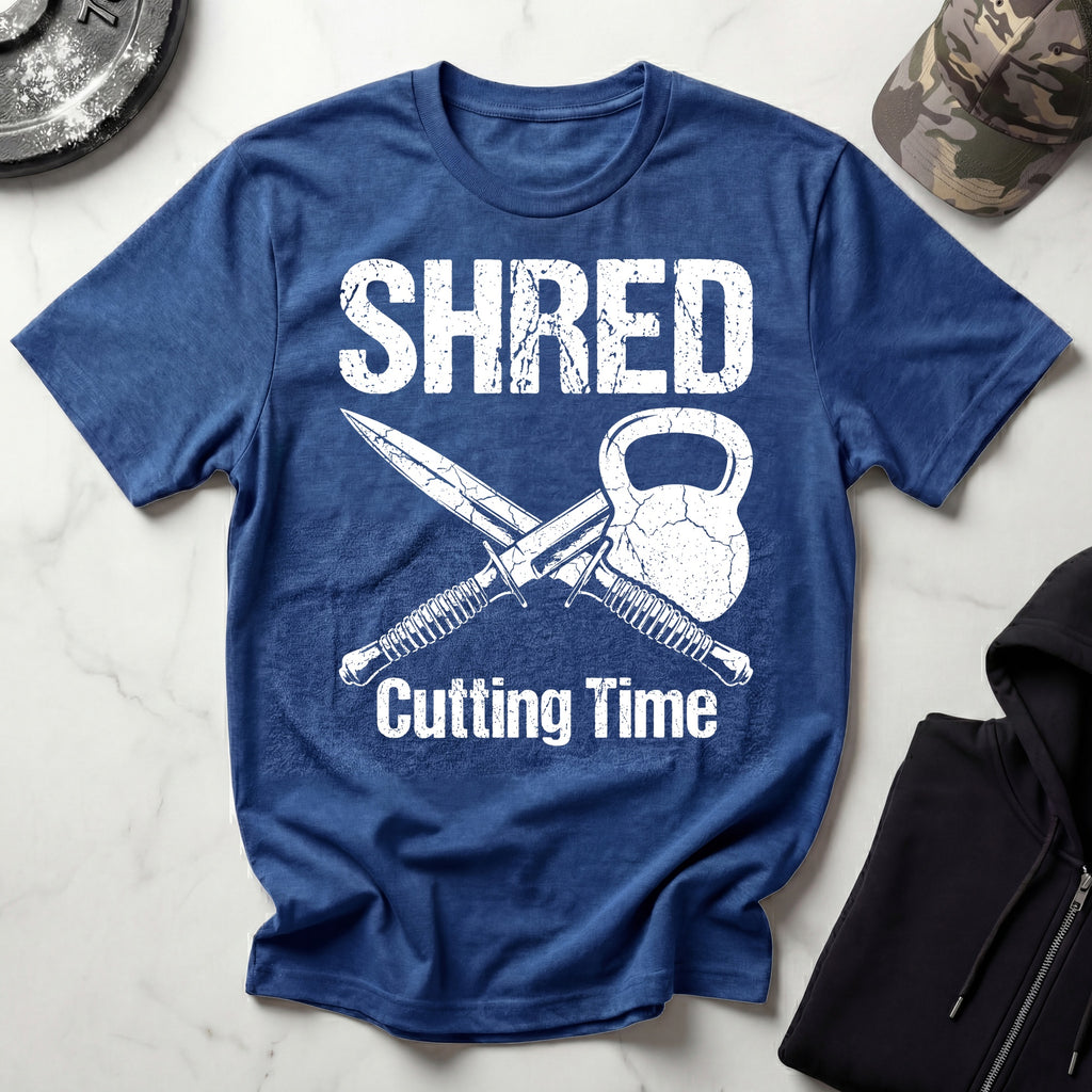 Shred Cutting Time Knife Kettlebell Graphic Vintage Gym T-Shirt