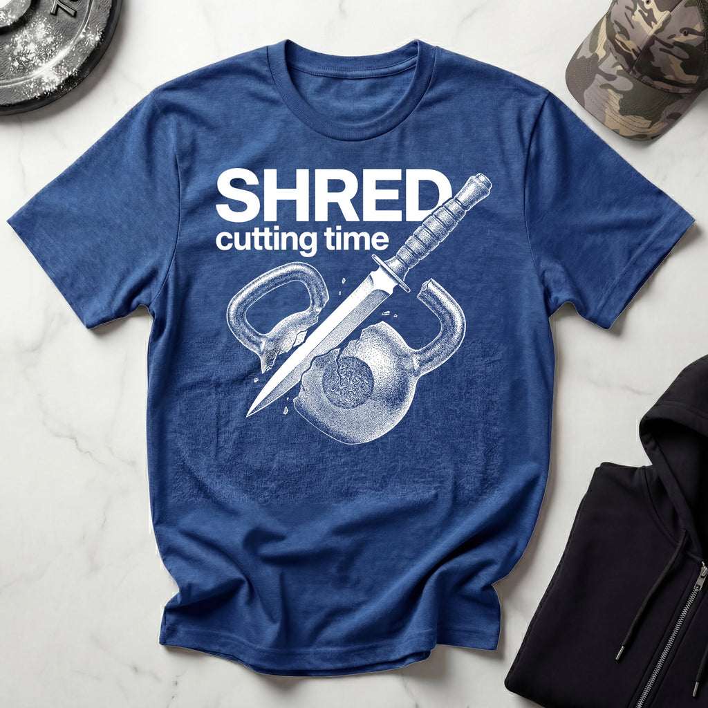 Shred Cutting Time Kettlebell Knife Graphic Vintage Gym T-Shirt