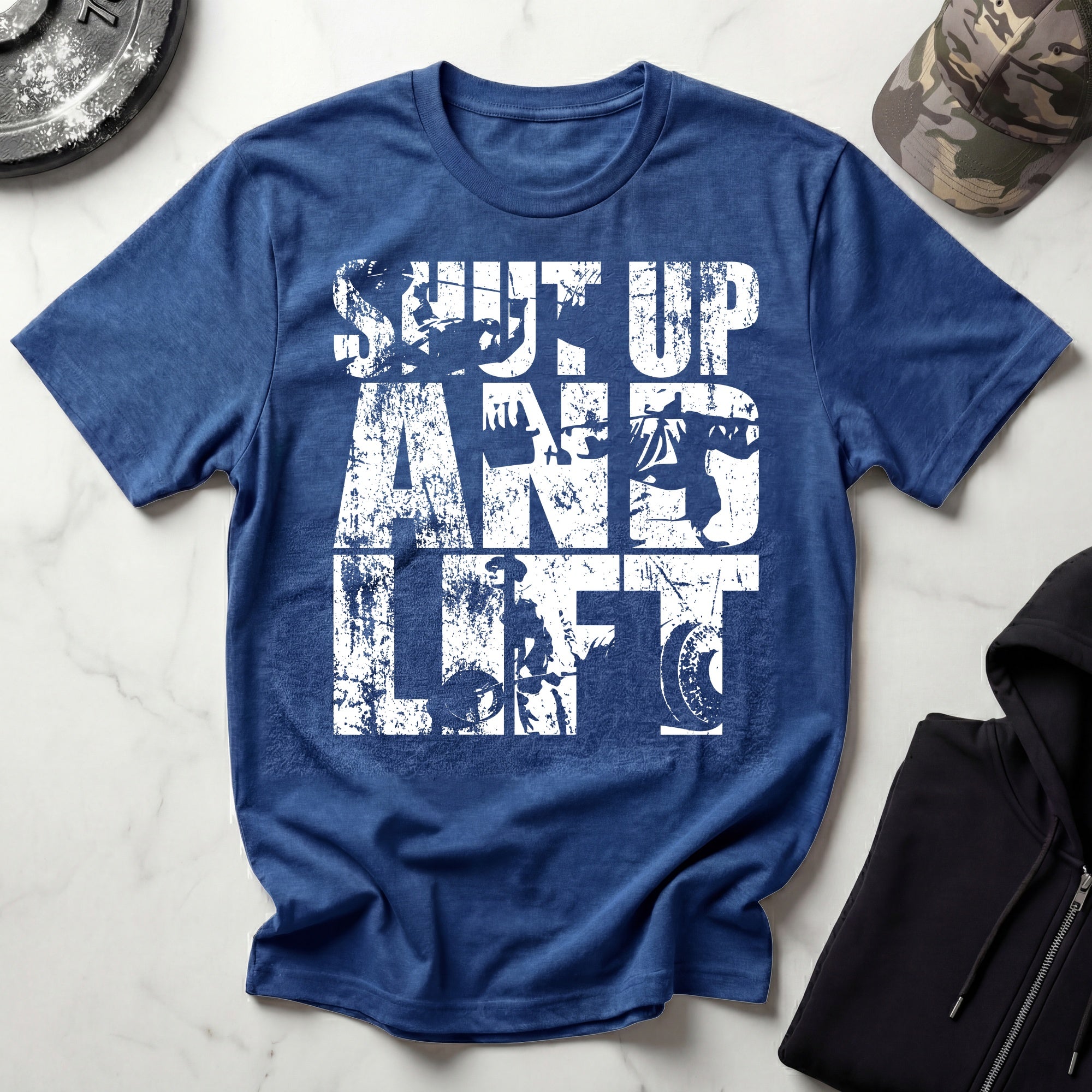 Shut Up and Lift Heavy Graphic Vintage Gym T-Shirt