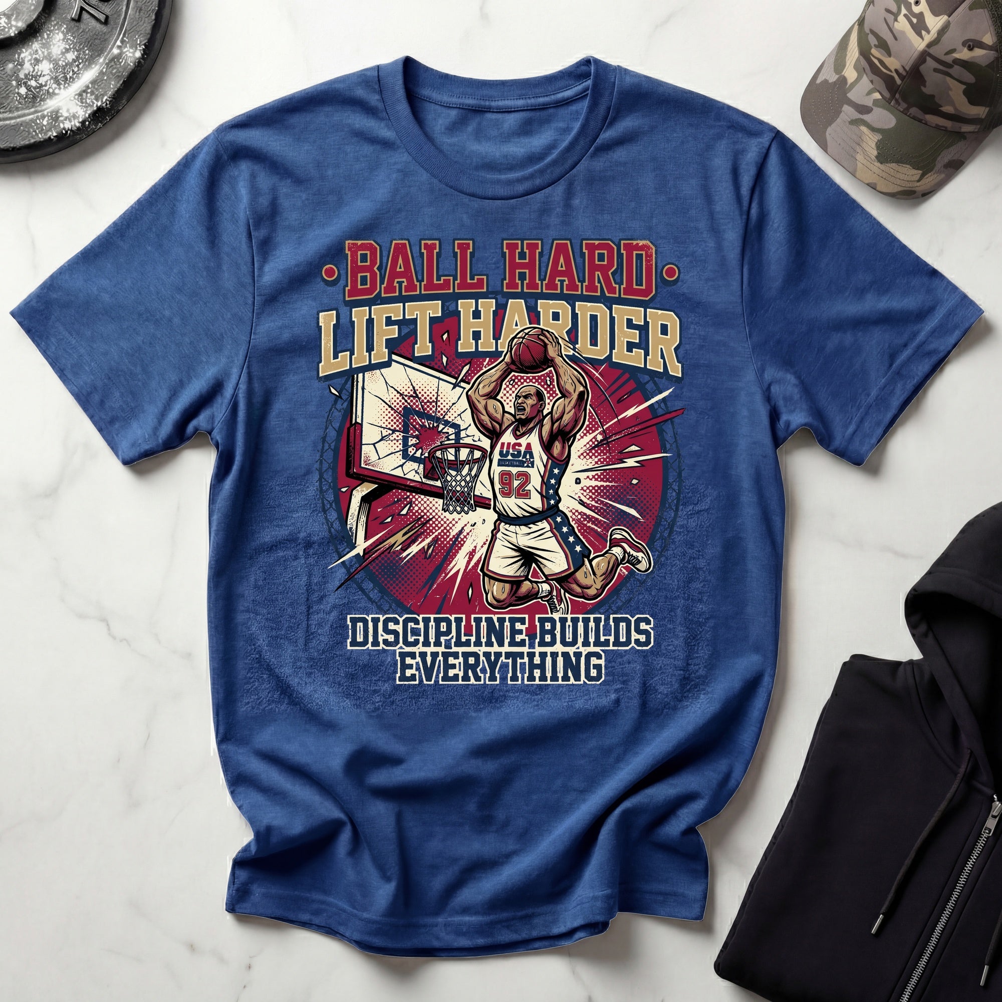 Basketball Ball Hard Lift Harder Gym T-Shirt