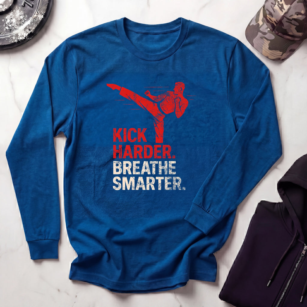 Kick Harder Graphic Long Sleeve Gym Tee
