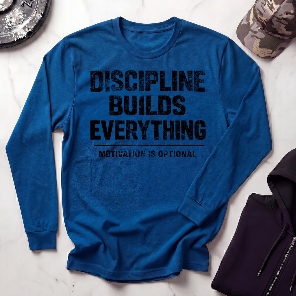 Discipline Builds Everything Grunge Long Sleeve Gym Tee