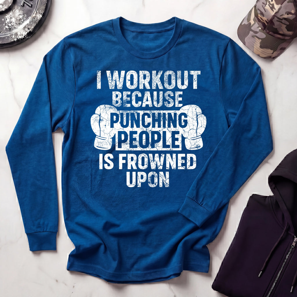 I Work Out Boxer Long Sleeve Gym Tee