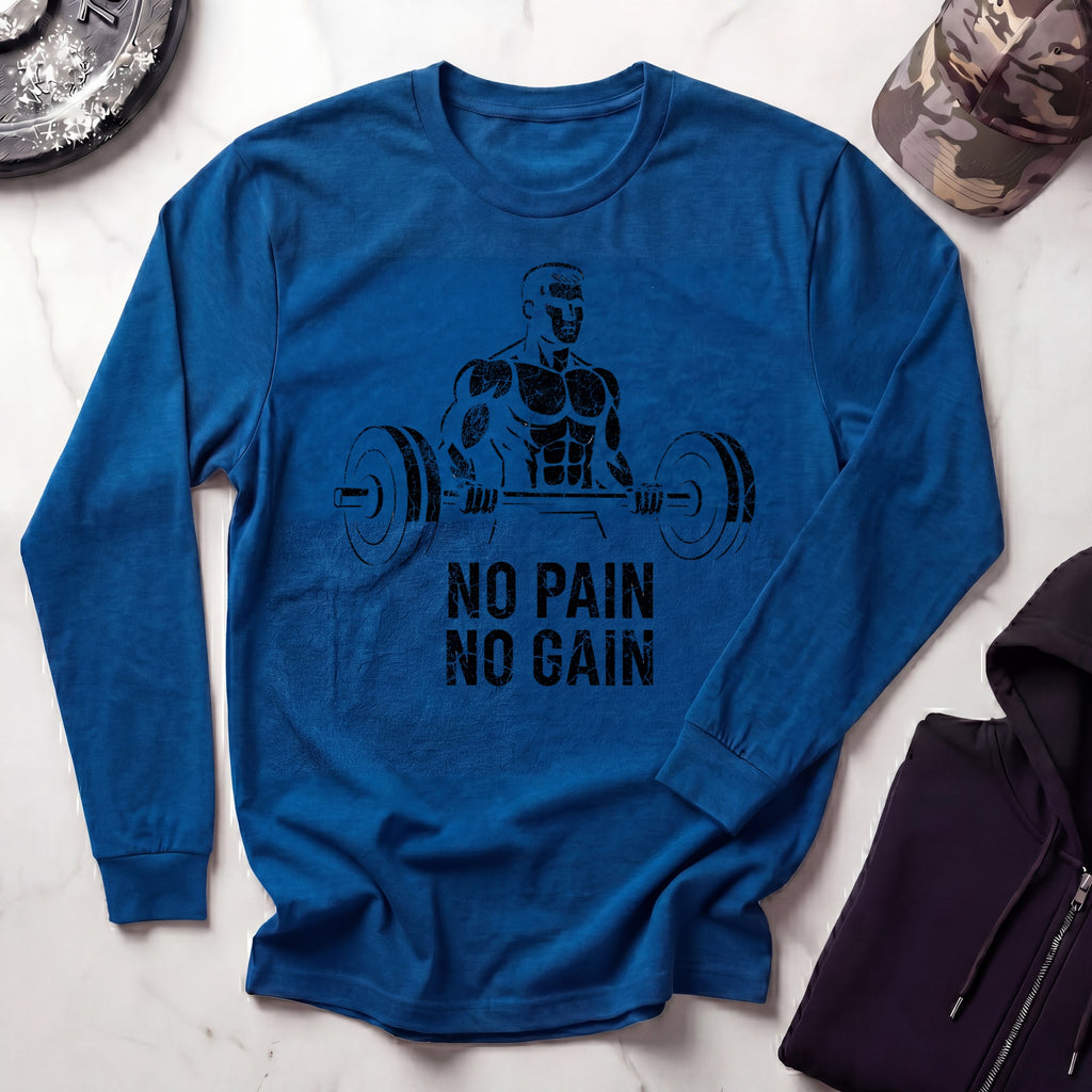 No Pain No Gain Vintage Long Sleeve Gym Tee