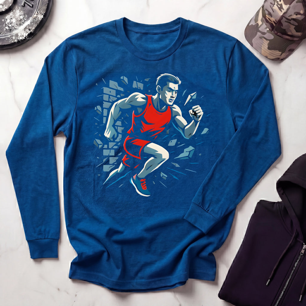 Runner Breaks Through Graphic Long Sleeve Gym Tee
