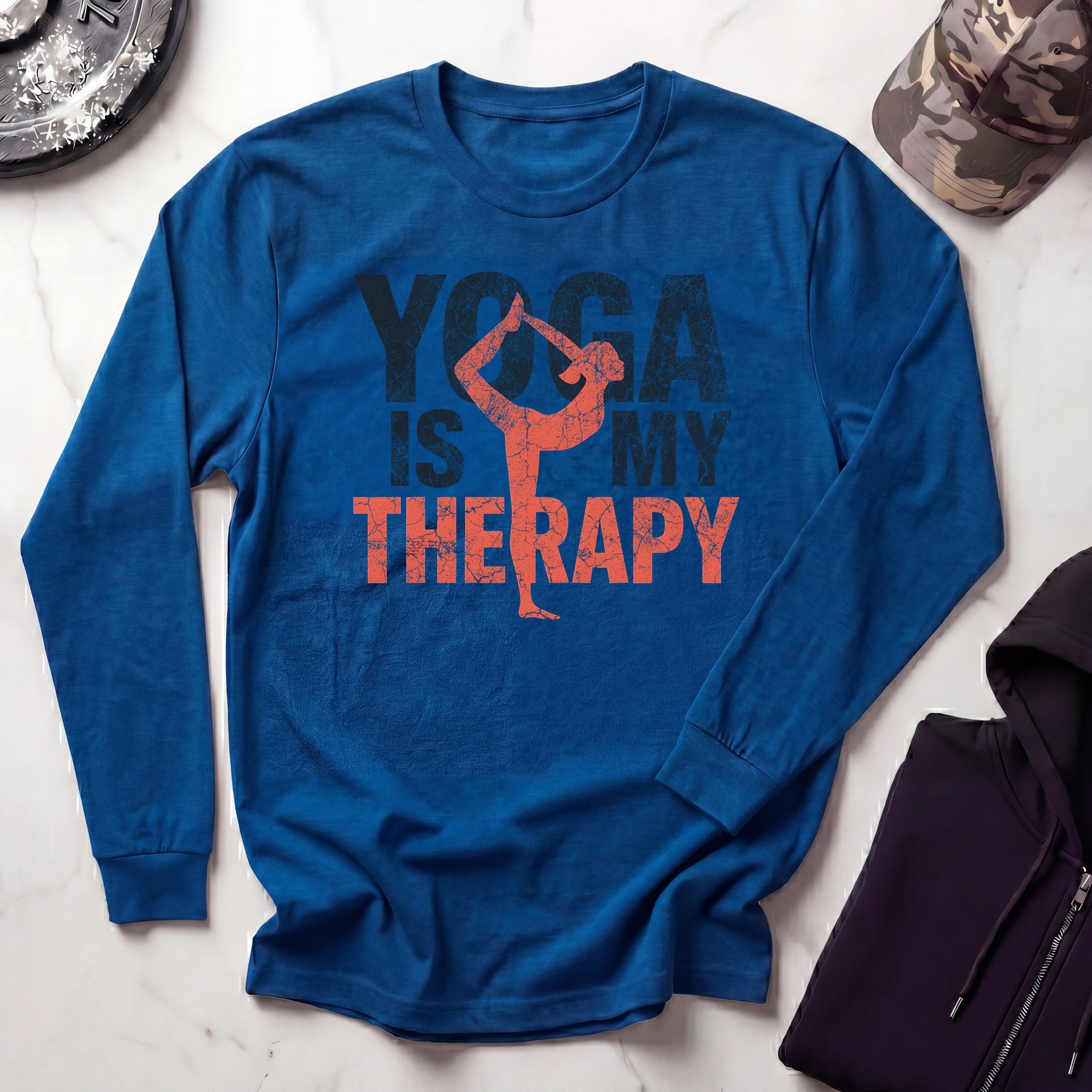 Yoga Is Therapy Vintage Long Sleeve Gym Tee