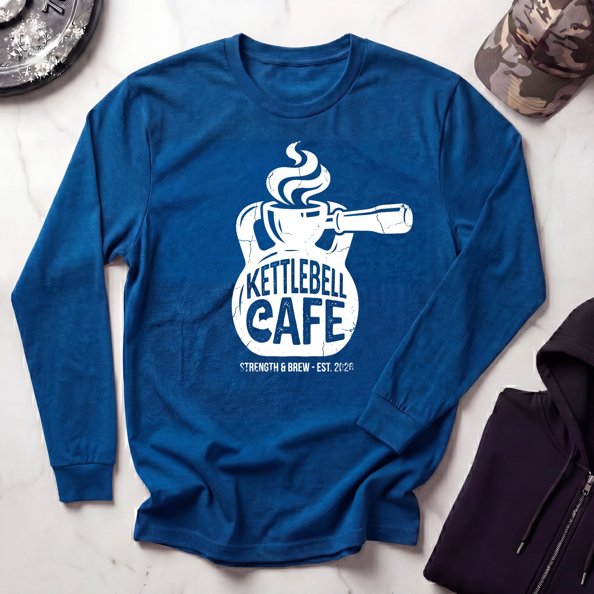 Kettlebell Cafe Graphic Long Sleeve Gym Tee