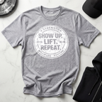 Show Up Lift Repeat Dark Tee